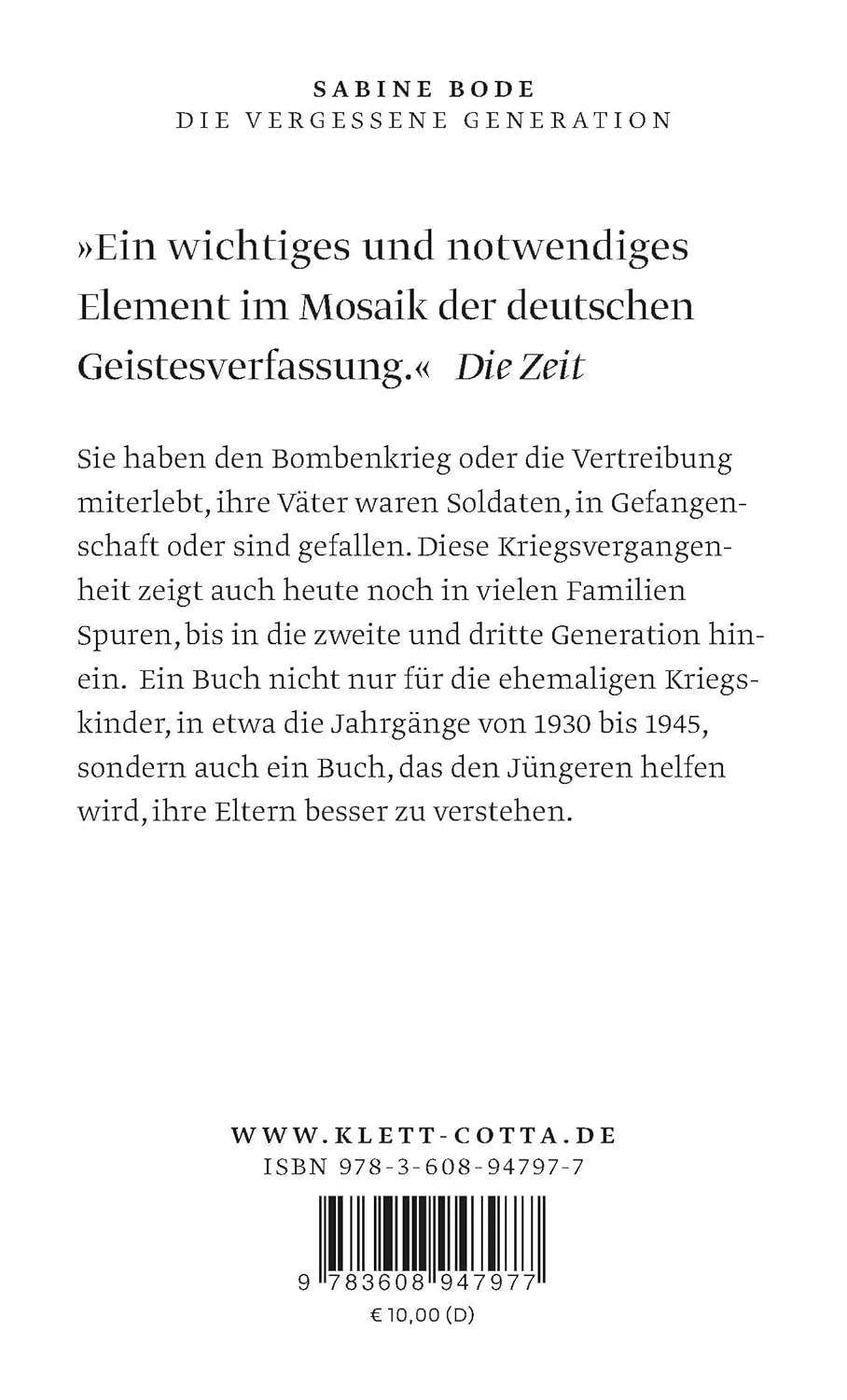 Die vergessene Generation - The German Bookstore ZA