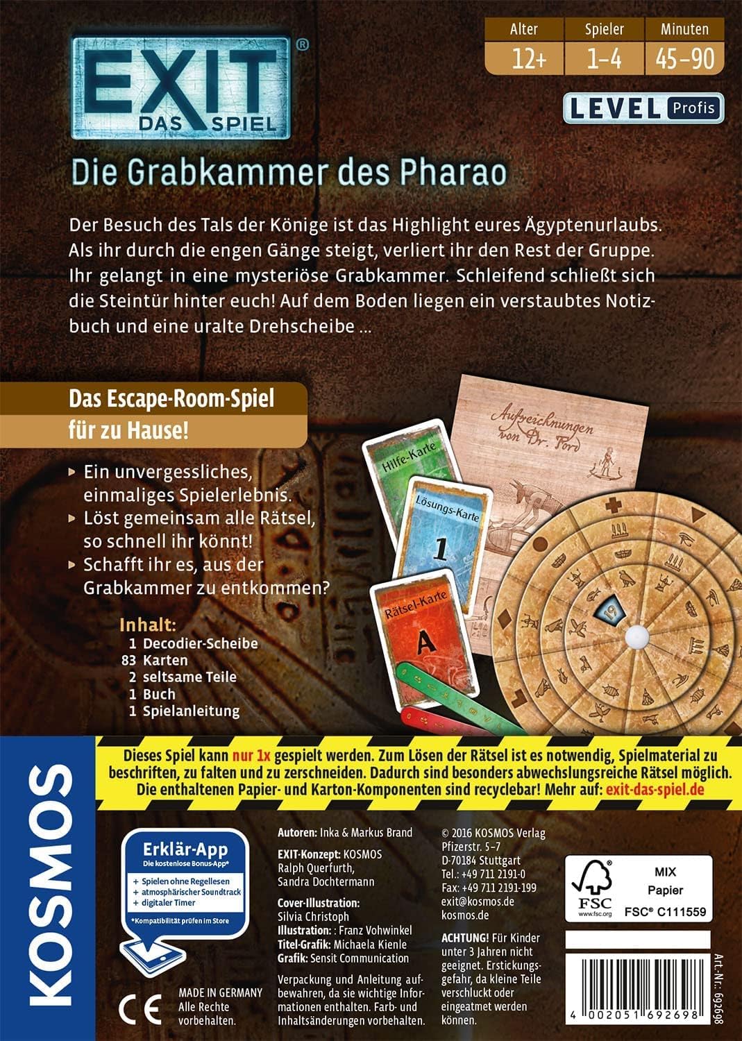 EXIT, Das Spiel - Die Grabkammer des Pharao - The German Bookstore ZA
