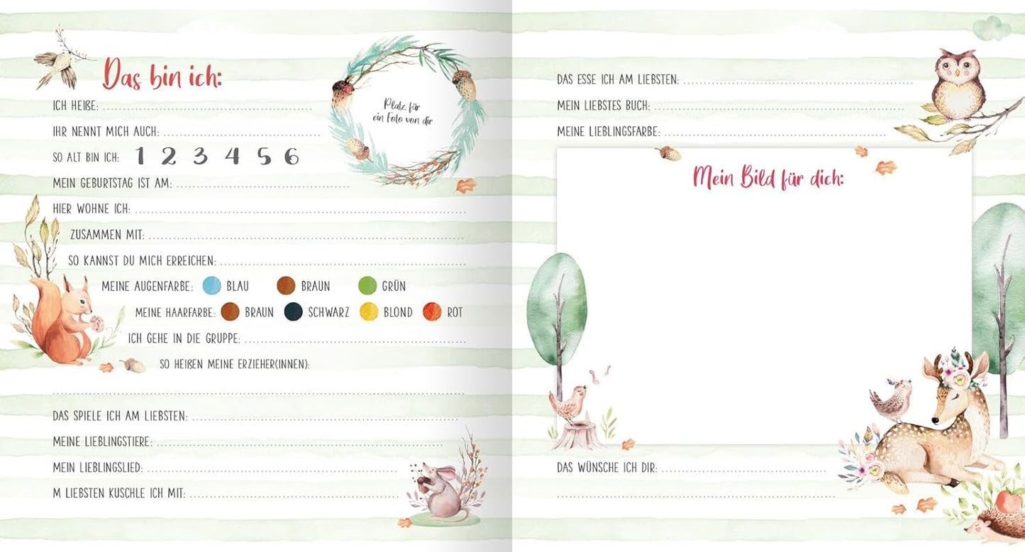 Meine ersten Freunde, Freundebuch für Kita, Krippe und Kindergarten in Aquarell-Optik