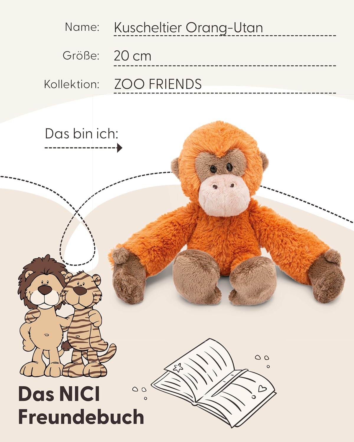 NICI ZOO FRIENDS Kuscheltier Orang Utan